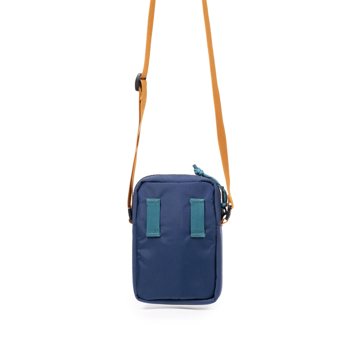 Back View of Topo Designs Mini Shoulder Bag in "Cobalt / Midnight"