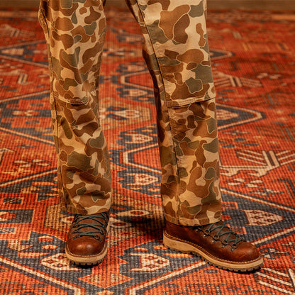 Detail image of woman wearing "Duck Camo" Utility Pants