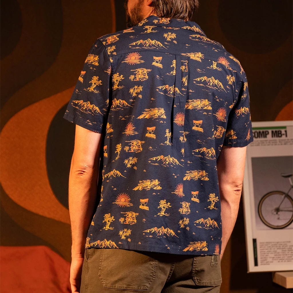 General back view of Topo Designs Daytripper Short Sleeve - Men's in "Westbound Midnight"