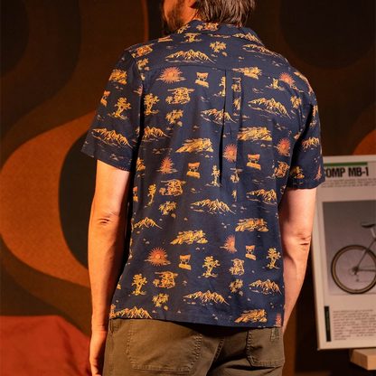 General back view of Topo Designs Daytripper Short Sleeve - Men's in "Westbound Midnight"