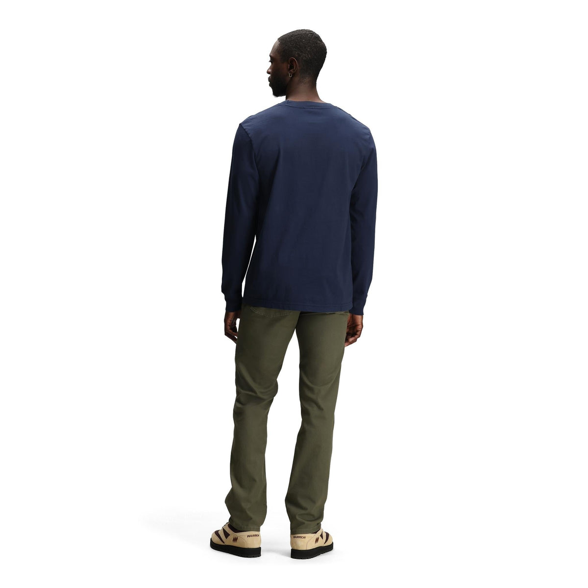 General back model shot of Topo Designs Dirt 5-Pocket Pants Classic - Men's in "Beetle"
