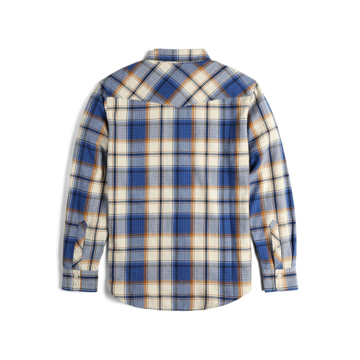 Back View of Topo Designs Mountain Shirt Long Sleeve - Men's in "Midnight / Cobalt Multi"