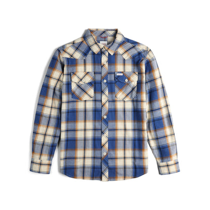 Front View of Topo Designs Mountain Shirt Long Sleeve - Men's in "Midnight / Cobalt Multi"