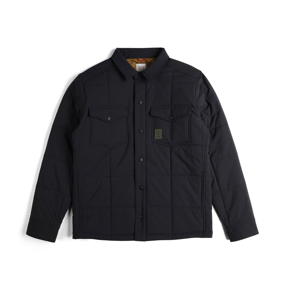 Front View of Topo Designs Puffer Shirt Jacket - Men's in "Black"