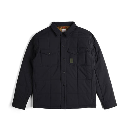 Front View of Topo Designs Puffer Shirt Jacket - Men's in "Black"