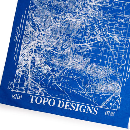 Topo Designs x Pine Printshop Bandana in "Los Angeles Royal Blue" flat lay