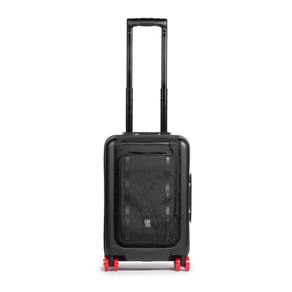 Front shot of Topo Designs Global Pro Travel Roller Bag in "Black"
