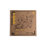 Front flay lay image of Topo Designs x Pine Printshop Enjoy The Ride Bandana in "Sand"