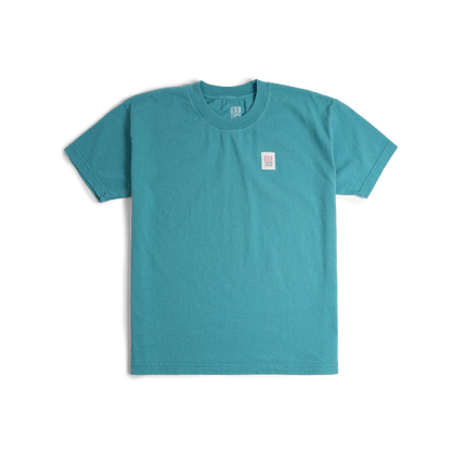 Front image of Topo Designs x Soft Goods Label Tee in "Alpine Teal"