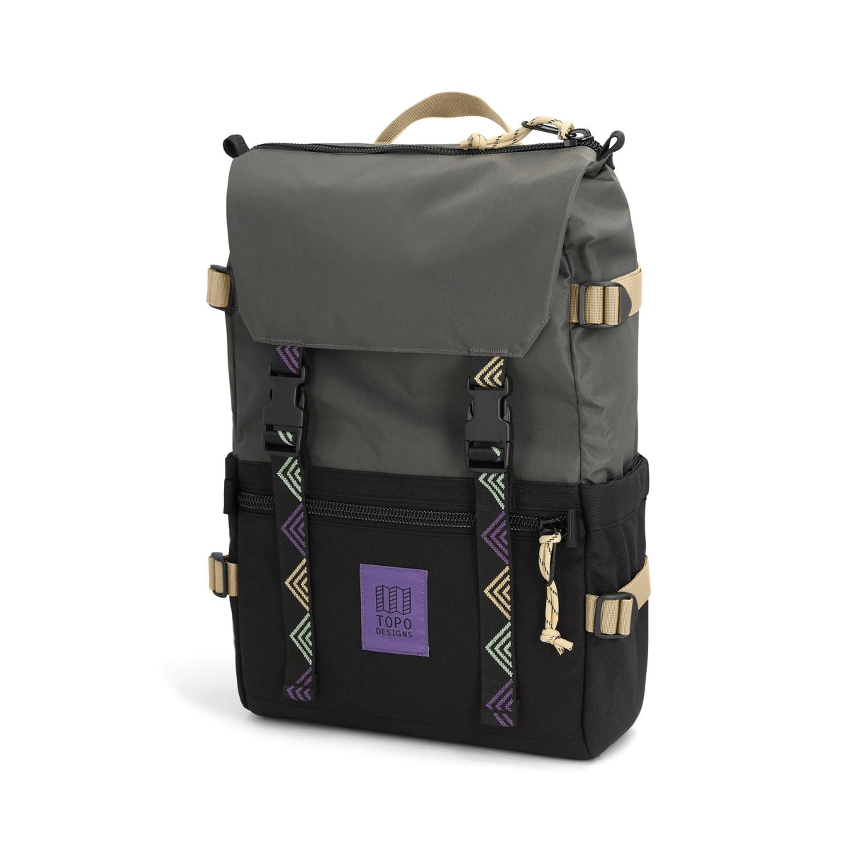 Front View of Topo Designs Rover Pack Classic in "Asphalt / Black"